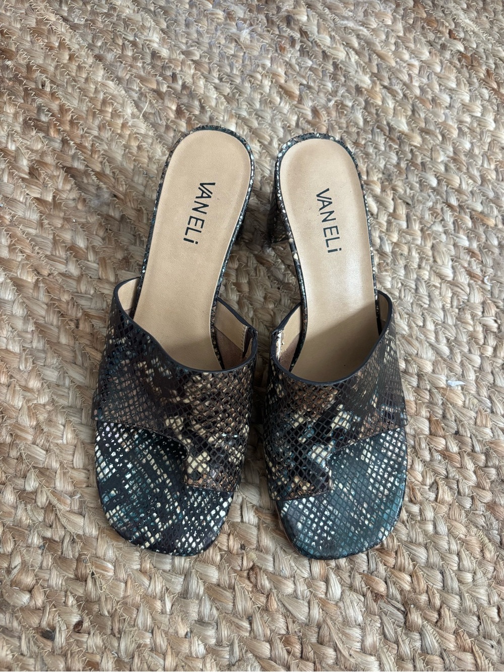 Vaneli Snake Print Big Toe Sandals